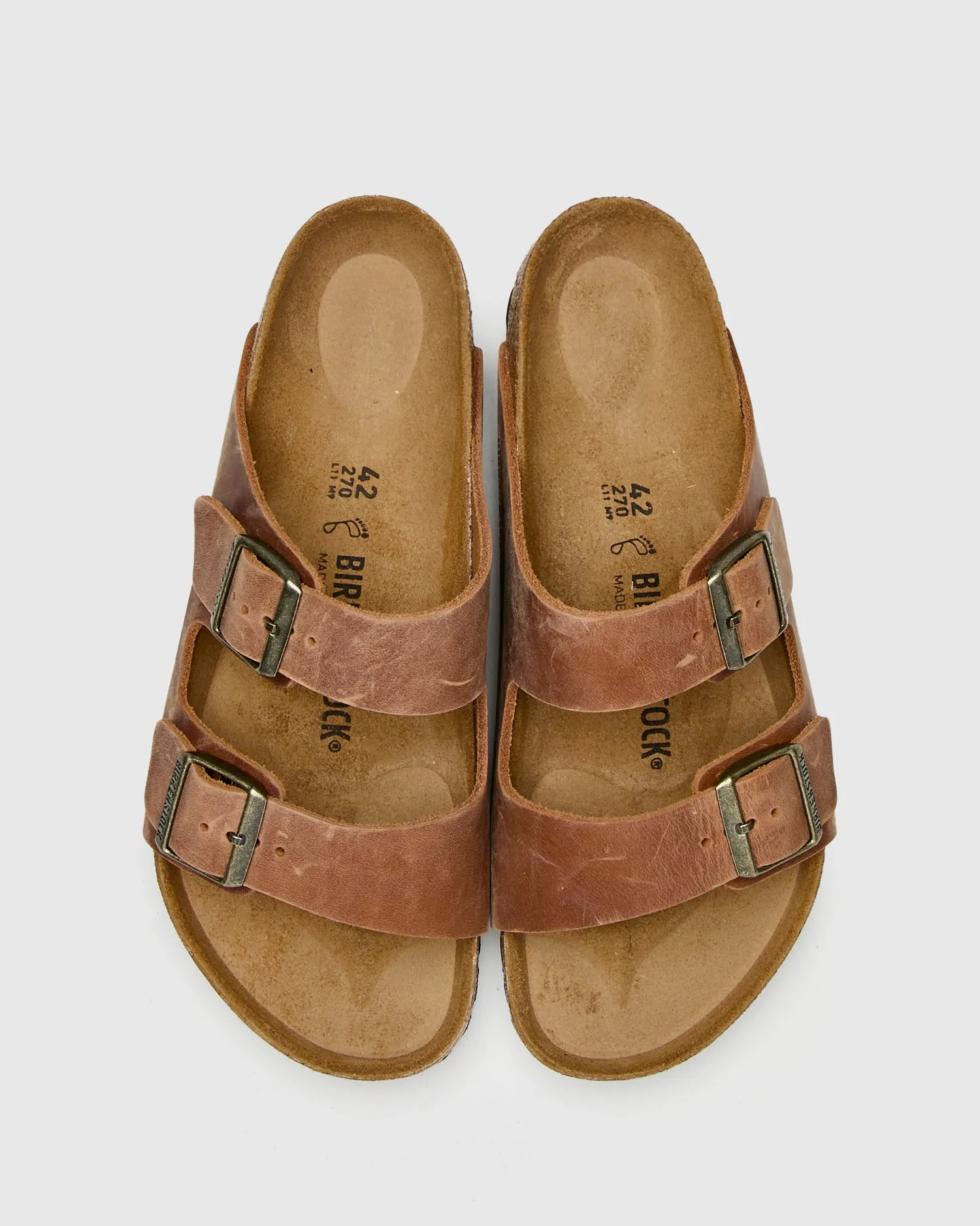 Arizona Sandal in Cognac Oiled Leather