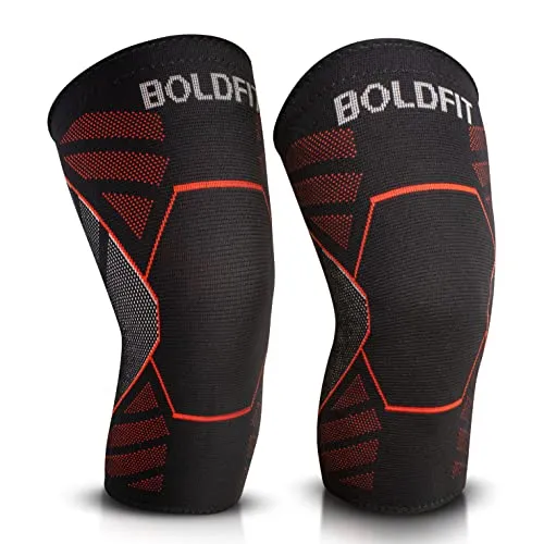 Boldfit Nylon Knee Support For Men & Women Knee Caps For Women Knee Cap For Men Knee Brace For Knee Pain Relief Products Knee Pad Leg Sleeves For Men Gym Squats Knee Belt Knee Support For Women-Red, M