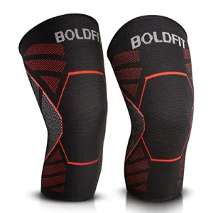 Boldfit Nylon Knee Support For Men & Women Knee Caps For Women Knee Cap For Men Knee Brace For Knee Pain Relief Products Knee Pad Leg Sleeves For Men Gym Squats Knee Belt Knee Support For Women-Red, M