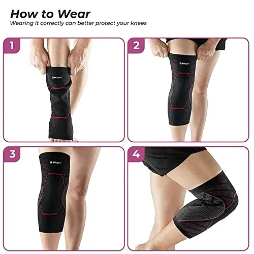 Boldfit Nylon Knee Support For Men & Women Knee Caps For Women Knee Cap For Men Knee Brace For Knee Pain Relief Products Knee Pad Leg Sleeves For Men Gym Squats Knee Belt Knee Support For Women-Red, M