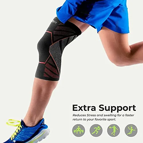 Boldfit Nylon Knee Support For Men & Women Knee Caps For Women Knee Cap For Men Knee Brace For Knee Pain Relief Products Knee Pad Leg Sleeves For Men Gym Squats Knee Belt Knee Support For Women-Red, M
