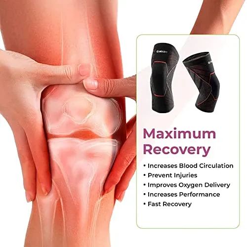 Boldfit Nylon Knee Support For Men & Women Knee Caps For Women Knee Cap For Men Knee Brace For Knee Pain Relief Products Knee Pad Leg Sleeves For Men Gym Squats Knee Belt Knee Support For Women-Red, M