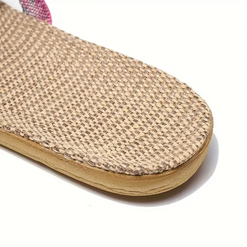 Breathable Linen Slides - Open-Toe Lightweight Comfort - Stylish Slip-On Shoes for Indoor & Outdoor Relaxation