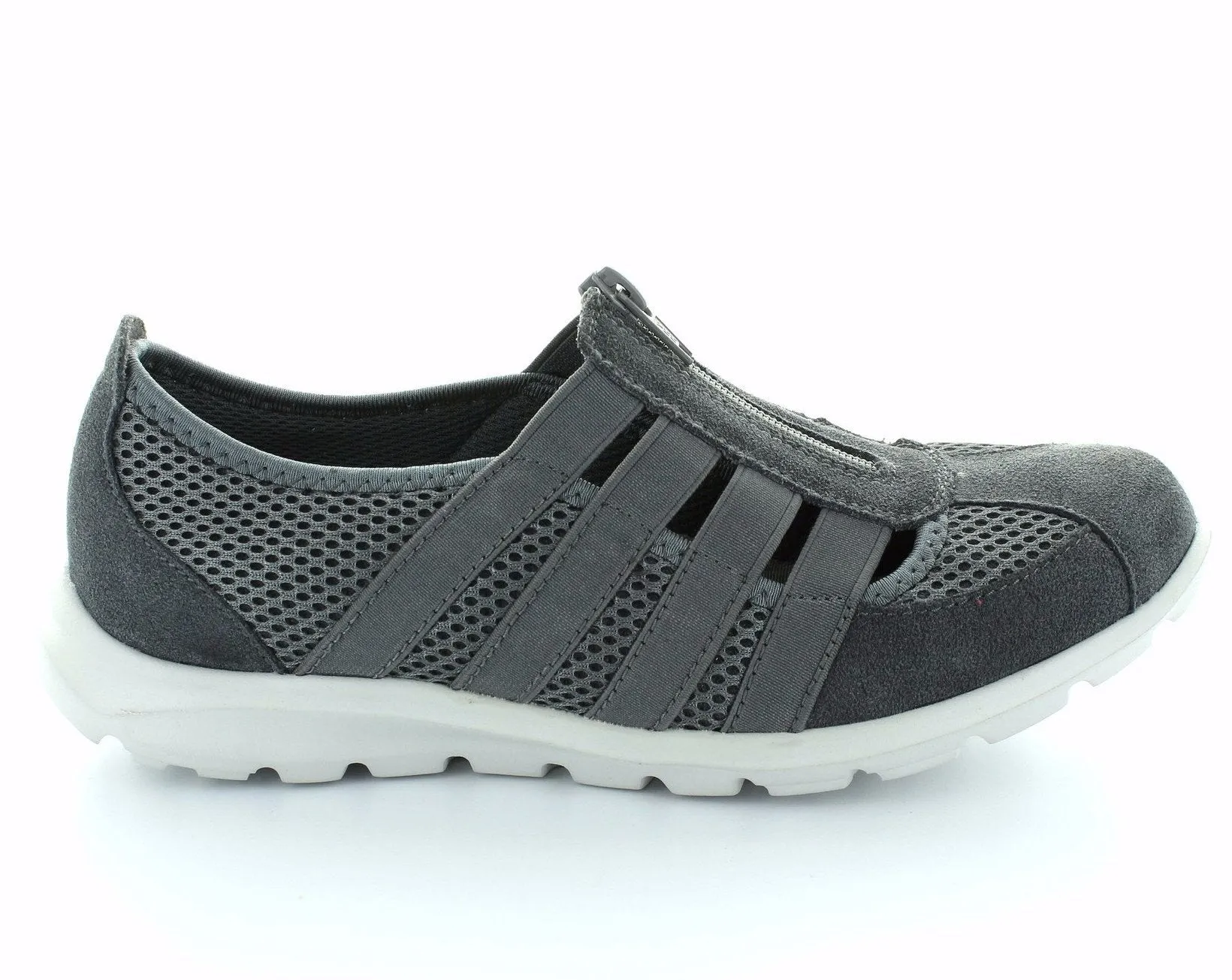 CC Resorts Christine Charcoal Casual Walking Shoes With Elastic & Zip Upper