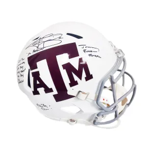 Johnny Manziel Signed Multi-Inscription Texas A&M Aggies White Speed Full-Size Replica Football Helmet (JSA)