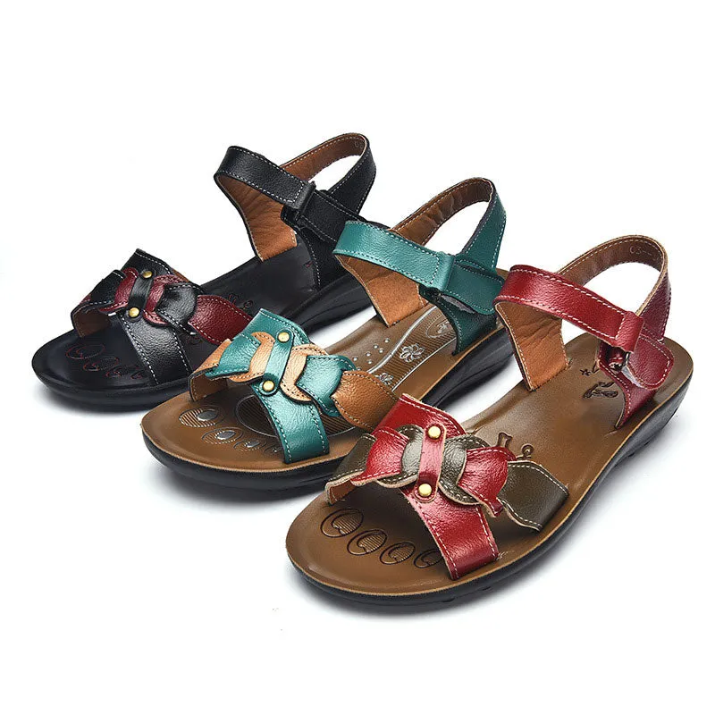 Leather Beach Women Wedge Sandals