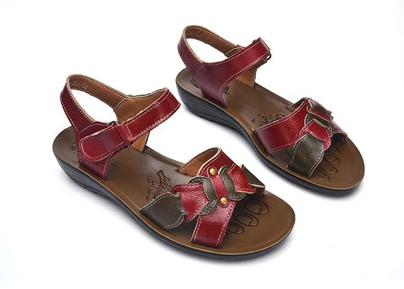 Leather Beach Women Wedge Sandals