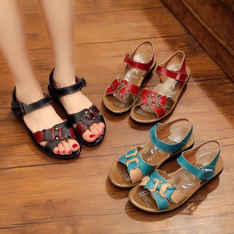 Leather Beach Women Wedge Sandals