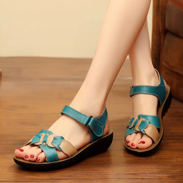 Leather Beach Women Wedge Sandals