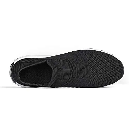 Women's Walking Shoes Sock Sneakers - Mesh Slip On Air Cushion Lady Girls Modern Jazz Dance Easy Shoes Platform Loafers Black&White,5.5